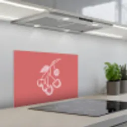 Lijnillustratie - Kersen - Tak - Wit keuken achterwand spatscherm klein -3d_schuin