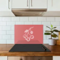 Lijnillustratie - Kersen - Tak - Wit keuken achterwand spatscherm klein -sfeer2