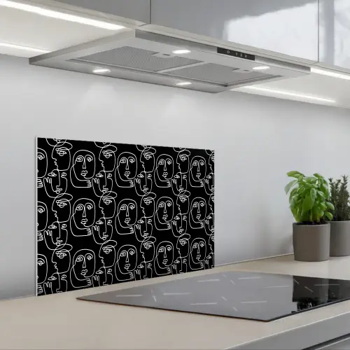 Lijn - Patroon - Gezichten - Abstract keuken achterwand spatscherm klein 900 -3d_schuin