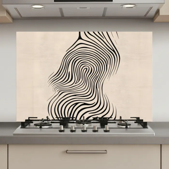 Lijnen - Abstract - Golvend - Zwart keuken achterwand spatscherm klein -3d_website