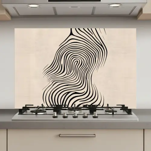 Lijnen - Abstract - Golvend - Zwart keuken achterwand spatscherm klein -3d_website