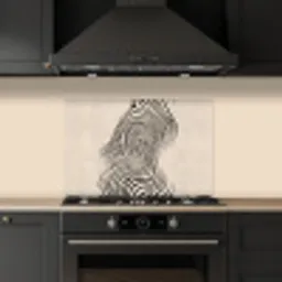 Lijnen - Abstract - Golvend - Zwart keuken achterwand spatscherm klein -sfeer1