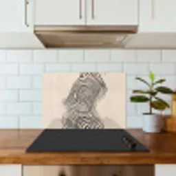 Lijnen - Abstract - Golvend - Zwart keuken achterwand spatscherm klein -sfeer2