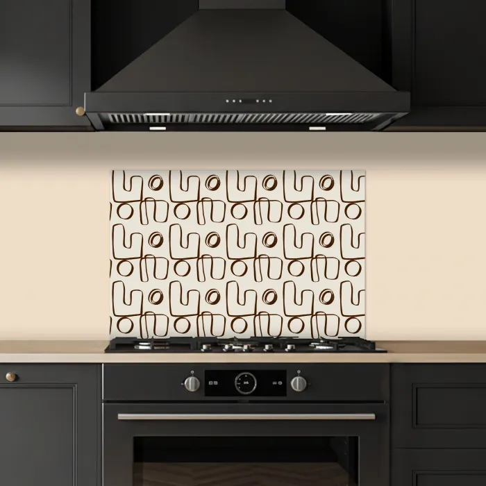 Lijnen - Beige - Patroon - Donkerbruin keuken achterwand spatscherm klein 900 -sfeer1