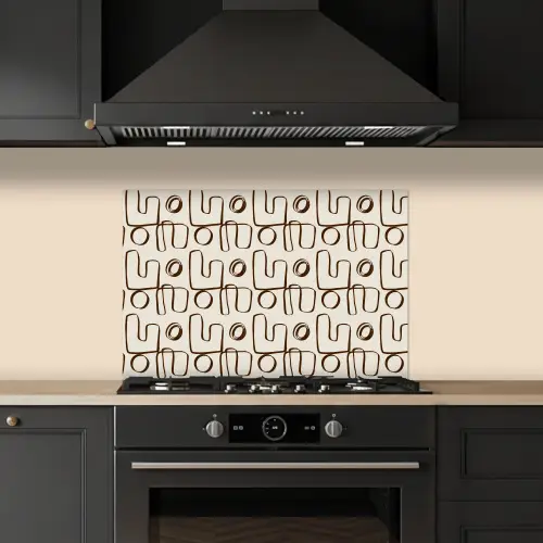 Lijnen - Beige - Patroon - Donkerbruin keuken achterwand spatscherm klein 900 -sfeer1