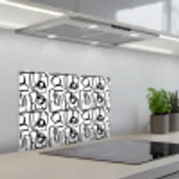 Lijnen - Zwart - Vorm - Abstract keuken achterwand spatscherm klein 900 -3d_schuin