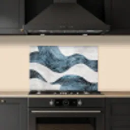 Lijnen - Golven - Abstract - Blauw keuken achterwand spatscherm klein -sfeer1