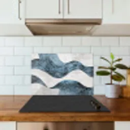 Lijnen - Golven - Abstract - Blauw keuken achterwand spatscherm klein -sfeer2