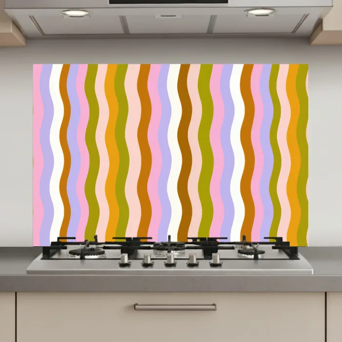 lijnen - Golven - Pastelkleuren - Patroon keuken achterwand spatscherm klein -3d_website