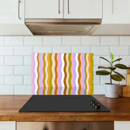 lijnen - Golven - Pastelkleuren - Patroon keuken achterwand spatscherm klein -sfeer2
