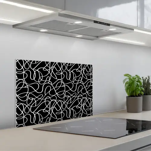 Lijnen - Kronkelend - Vloeiend keuken achterwand spatscherm klein 900 -3d_schuin
