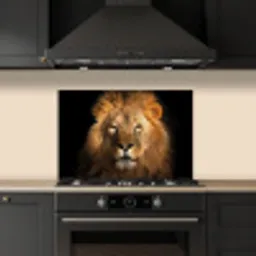 Leeuw - Dieren - Zwart - Licht - Bruin - Portret keuken achterwand spatscherm klein -sfeer1