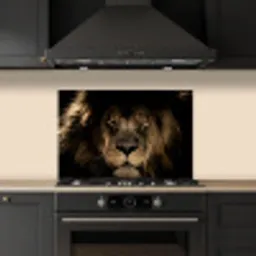 Leeuw - Dieren - Zwart - Portret keuken achterwand spatscherm klein -sfeer1