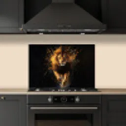 Leeuw - Zwart - Oranje - Verf keuken achterwand spatscherm klein -sfeer1