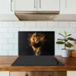 Leeuw - Zwart - Oranje - Verf keuken achterwand spatscherm klein -sfeer2