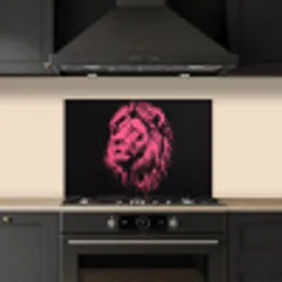 Leeuw - Zwart - Roze - Neon keuken achterwand spatscherm klein -sfeer1