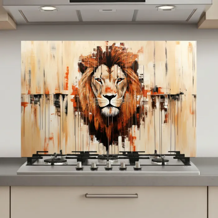 Leeuwenkop - Lijnen - Crème keuken achterwand spatscherm klein -3d_website
