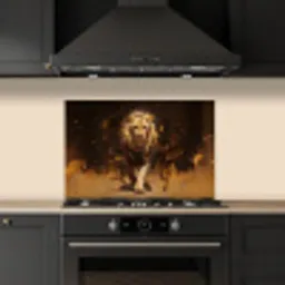 Leeuw - Geschilderd - Abstract - Goud keuken achterwand spatscherm klein -sfeer1