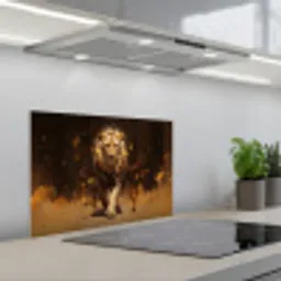 Leeuw - Geschilderd - Abstract - Goud keuken achterwand spatscherm klein -3d_schuin