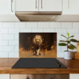 Leeuw - Geschilderd - Abstract - Goud keuken achterwand spatscherm klein -sfeer2