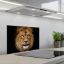 Leeuw - Portret - Zwart - Dieren keuken achterwand spatscherm klein -3d_schuin