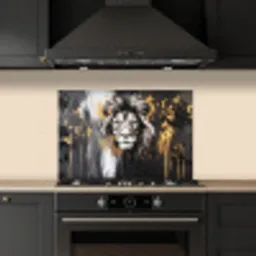 Leeuw - Portret - Verfspatten - Grijs keuken achterwand spatscherm klein -sfeer1
