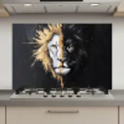 Leeuw - Gesplitst - Zwart - Lijn keuken achterwand spatscherm klein -3d_website