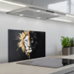 Leeuw - Gesplitst - Zwart - Lijn keuken achterwand spatscherm klein -3d_schuin