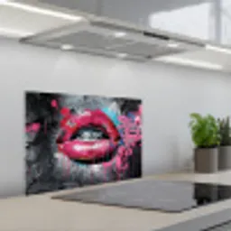 Lippen - Felroze - Graffiti - Verfstrepen keuken achterwand spatscherm klein -3d_schuin