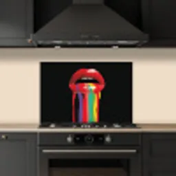 Lippen - Kleuren - Zwart keuken achterwand spatscherm klein -sfeer1