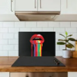 Lippen - Kleuren - Zwart keuken achterwand spatscherm klein -sfeer2