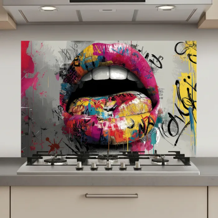 Lippen - Graffiti - Expressief keuken achterwand spatscherm klein -3d_website