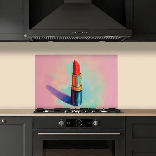 Lippenstift - Rood - Penseelstreken keuken achterwand spatscherm klein -sfeer1
