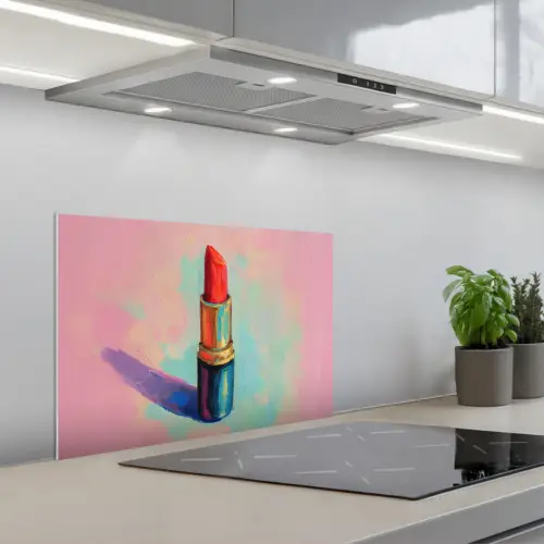 Lippenstift - Rood - Penseelstreken keuken achterwand spatscherm klein -3d_schuin