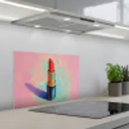 Lippenstift - Rood - Penseelstreken keuken achterwand spatscherm klein -3d_schuin