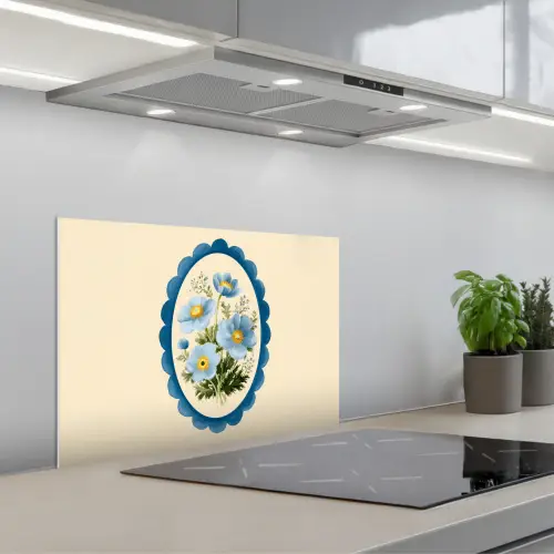 Lijst - Bloemen - Lichtblauw - Illustratie keuken achterwand spatscherm klein -3d_schuin