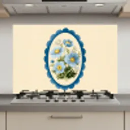 Lijst - Bloemen - Lichtblauw - Illustratie keuken achterwand spatscherm klein -3d_website