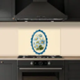Lijst - Bloemen - Lichtblauw - Illustratie keuken achterwand spatscherm klein -sfeer1