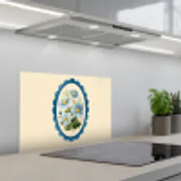 Lijst - Bloemen - Lichtblauw - Illustratie keuken achterwand spatscherm klein -3d_schuin