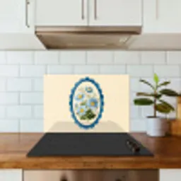 Lijst - Bloemen - Lichtblauw - Illustratie keuken achterwand spatscherm klein -sfeer2