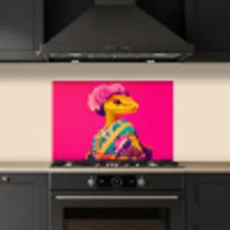 Hagedis - Bloemen - Roze - Kimono keuken achterwand spatscherm klein -sfeer1