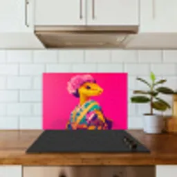 Hagedis - Bloemen - Roze - Kimono keuken achterwand spatscherm klein -sfeer2