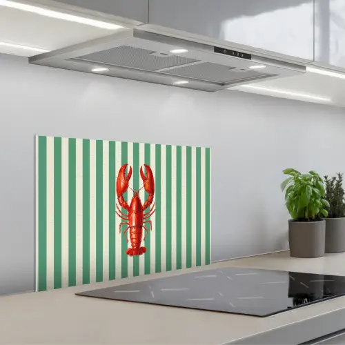 Kreeft - Strepen - Realistisch - Zomers keuken achterwand spatscherm klein -3d_schuin