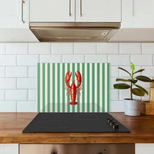 Kreeft - Strepen - Realistisch - Zomers keuken achterwand spatscherm klein -sfeer2