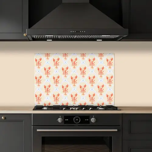 Zee - Kreeft - Blauw - Geel - Oranje keuken achterwand spatscherm klein 900 -sfeer1