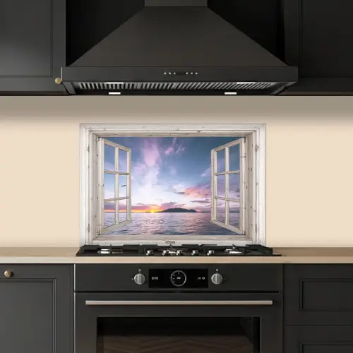 Doorkijk - Zee - Eiland keuken achterwand spatscherm klein -sfeer1