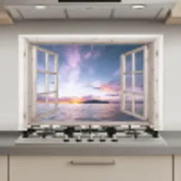 Doorkijk - Zee - Eiland keuken achterwand spatscherm klein -3d_website