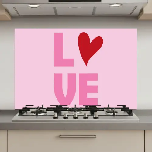 Love - Roze - Hart - Valentijn keuken achterwand spatscherm klein -3d_website