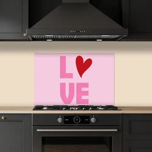 Love - Roze - Hart - Valentijn keuken achterwand spatscherm klein -sfeer1