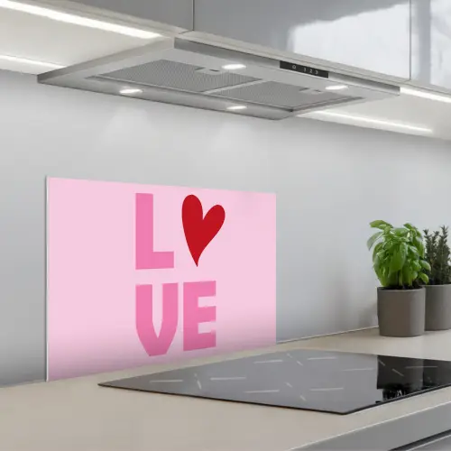 Love - Roze - Hart - Valentijn keuken achterwand spatscherm klein -3d_schuin